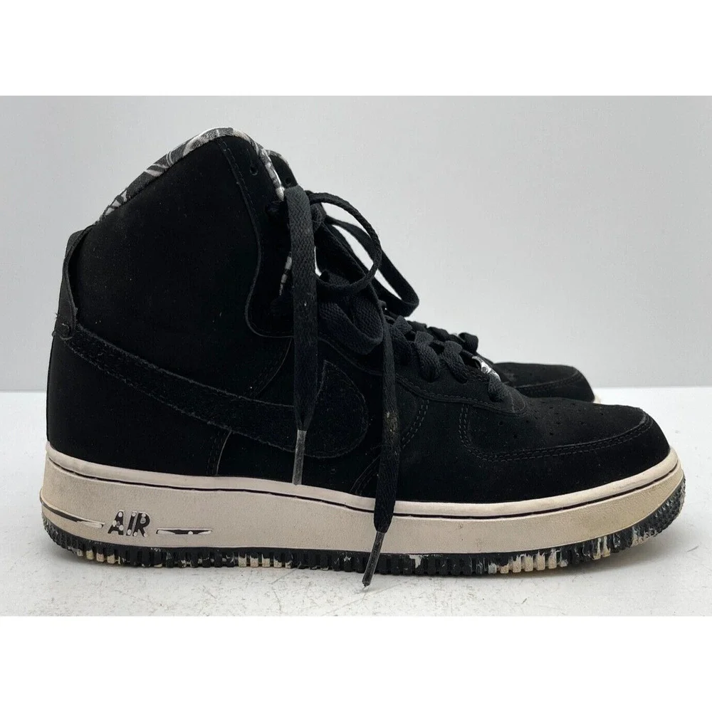 Nike Air Force 1 Mid Shoes Black/White Marble Sole Sneakers 653998-008 US Sz 7Y